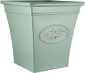 Olive - Recycled Plastic Garden  Tall Square Planter - Pastel Green - 40cm