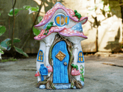 Opening Fairy Door - Toadstool Cottage (with frogs)- 17cm