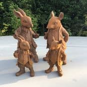 Pair of Cast Iron Sculptures -  Mr Ratty & Mr Rabbit - 28cm