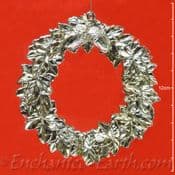 Pewter Effect -Christmas Wreath Hanger -Leaf & Acorn Decoration - 11cm