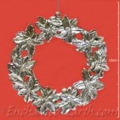 Pewter Effect -Christmas Wreath Hanger -Poinsettia Decoration - 11cm