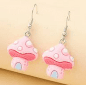 Pink Fairy Toadstool House Earrings - 2.5cm