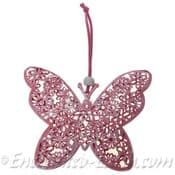 Pink Metal Filigree Butterfly Hanger