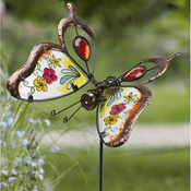 Pretty Glass Butterfly Garden Stakes - Hand Painted