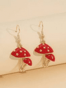 Red & Gold Fairy Toadstool Earrings - 4cm
