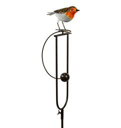 RSPB Robin balance stake - metal garden ornament/ decoration - 132cm tall.
