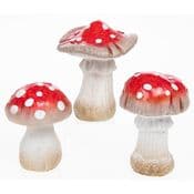 Rustic Ceramic Magic Mushrooms - Pack of 3 - 10cm