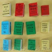 Set of  12 Hand made Miniature Paper Back Books