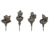 Set of 4 Bronze Fairy Baby Stakes - Antique Bronzed Resin Garden Stakes - 47cm Tall