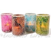 Set of 4 Glass Mosaic LED Candels