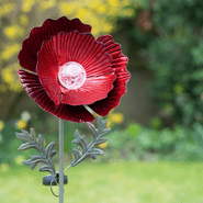 Solar Flower  Stake -  The Red Poppy - 141cm