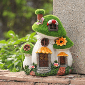 Solar -  Light -Up  Fairy Garden Mossy Toadstool Cottage - 22cm