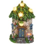 Solar - Light up  Star  cottage -  Fairy Cottage - 15cm