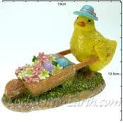 Spring Chick with Garden Wheelbarrow - 17cm