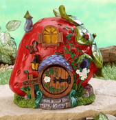 Strawberry Fields Fairy Cottage with opening door - 16.5cm