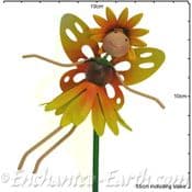 Sunflower Fairy - Fairy Kingdom  - Metal Flying Fairy on 50cm  metal stake