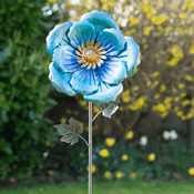 Tall Garden Flower  Stake -  The Blue Poppy -  139cm