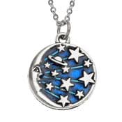 The Blue Moon - Moon & Stars Pendent with a 18" Silver Necklace