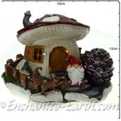 The Christmas Garden  - Light up -  LED Gnome Home - Red Mushroom Fairy House - 18cm