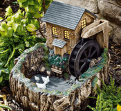 The  Fairy Garden Water Mill Fountain - Solar with LED lights