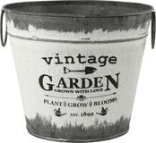 Tin Garden Planter - Bucket - Vintage Garden  - 20cm