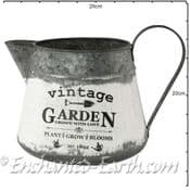 Tin Garden Planter - Jug - Vintage Garden  - 20cm