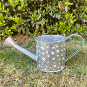 Tin Garden Planter - Watering Can with white stars & dots -  12cm tall