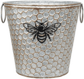 Tin Honeycomb Bee Planter  - 16cm