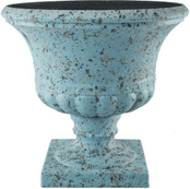Vintage Style Classic Urn - Aged Blue  Effect - Urn Planter - 41.5cm