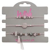 Wish -  Triple Bracelet Set - Pink Stones - set of 3