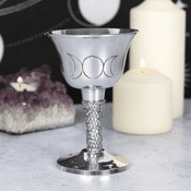 Witches Silver Metal Chalice  - Triple Moon 13cm