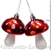 Woodland Collection - Pack of 6  Hanging Red & White Toadstools - 8cm