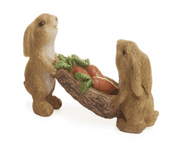 Woodland Knoll - Carrot Feast -  Miniature Garden Rabbits