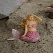 Woodland Knoll  - Pink Sitting Mermaid - Miniature Garden Mermaid