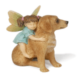 Woodland Knoll Ready for a Ride - Miniature Garden Fairy Girl & her Dog