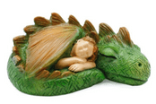 Woodland Knoll - Sleeping Dragon - Miniature Garden Dragon & Fairy