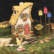 Woodland Knoll - The Crooked cottage with opening door (21cm tall)