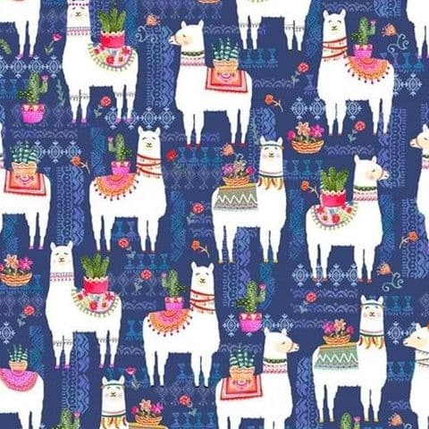 La Llama Navy - La Vida Loca - Michael Miller Fabrics