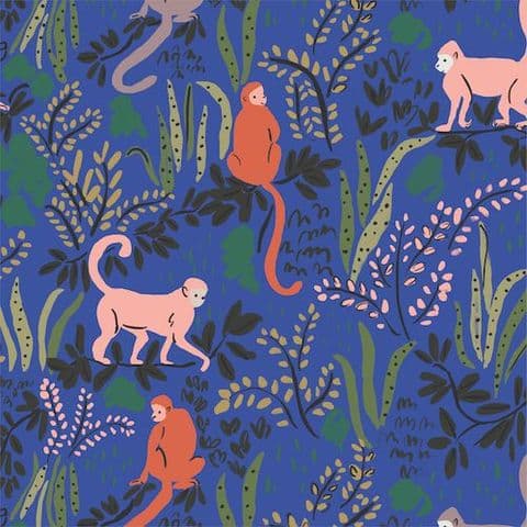 Monkeys Blue - Garden of Eden - Cloud9 Fabrics