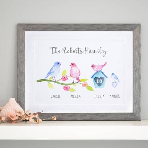 Personalised Birdie Family Art
