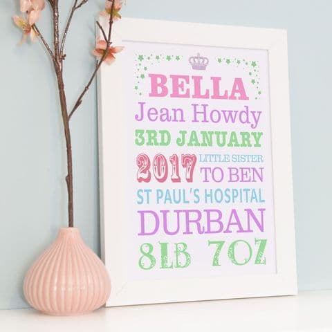 Personalised Birth Announcement Typography
