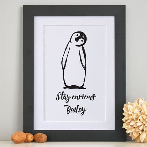 Personalised Curious Penguin Art