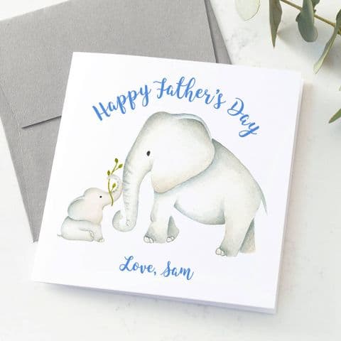 Personalised Elephant Dad And Baby Card