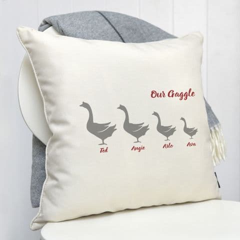 Personalised Gaggle Of Geese Family Cushion