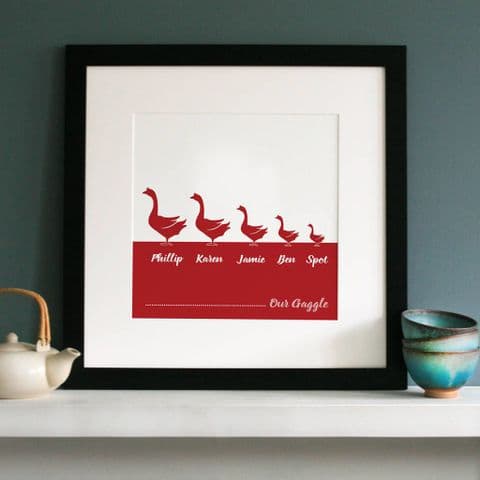 Personalised Gaggle Of Geese Family Print