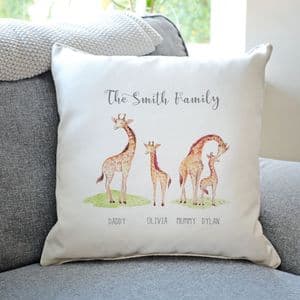 Personalised Giraffe Family Cushion