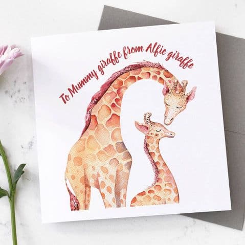 Personalised Giraffe Mother's Day Card