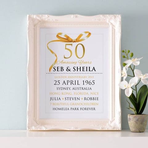 Personalised Golden Wedding Anniversary Typography