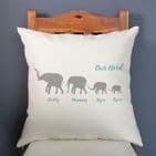 Personalised Herd Of Elephants Family Cushion