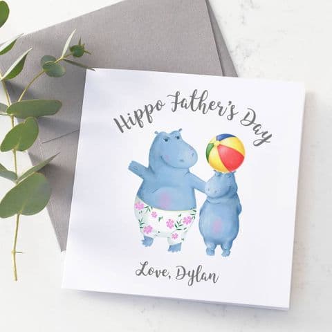 Personalised Hippo Father's Day Card
